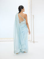 The Luna Saree In Aqua Green
