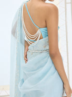 The Luna Saree In Aqua Green