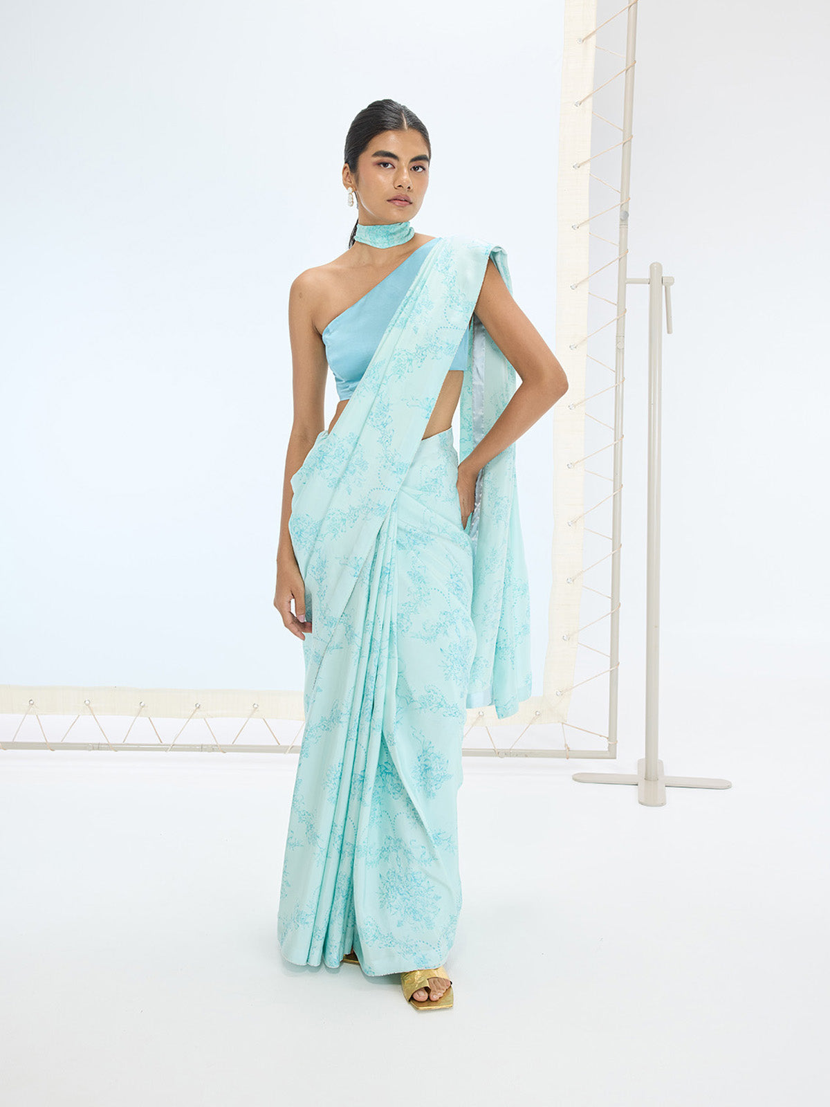 The Ruby Saree In Turquoise Blue