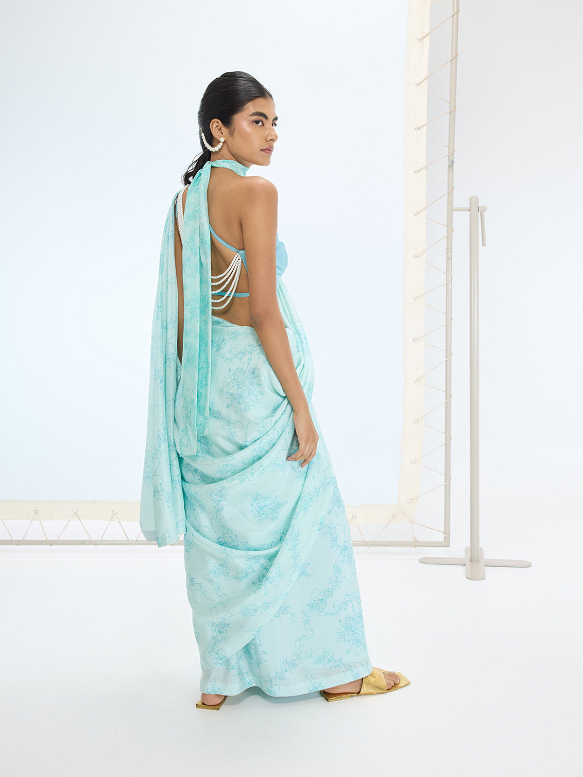 The Ruby Saree In Turquoise Blue