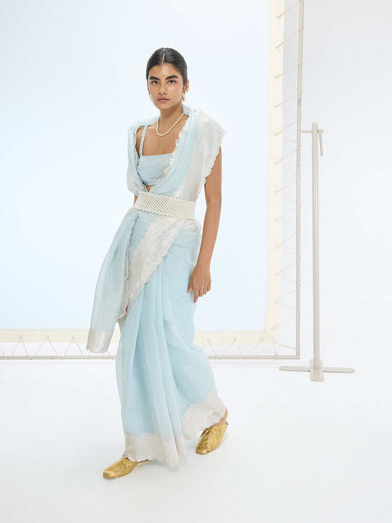 The Blake Saree in Ice Blue