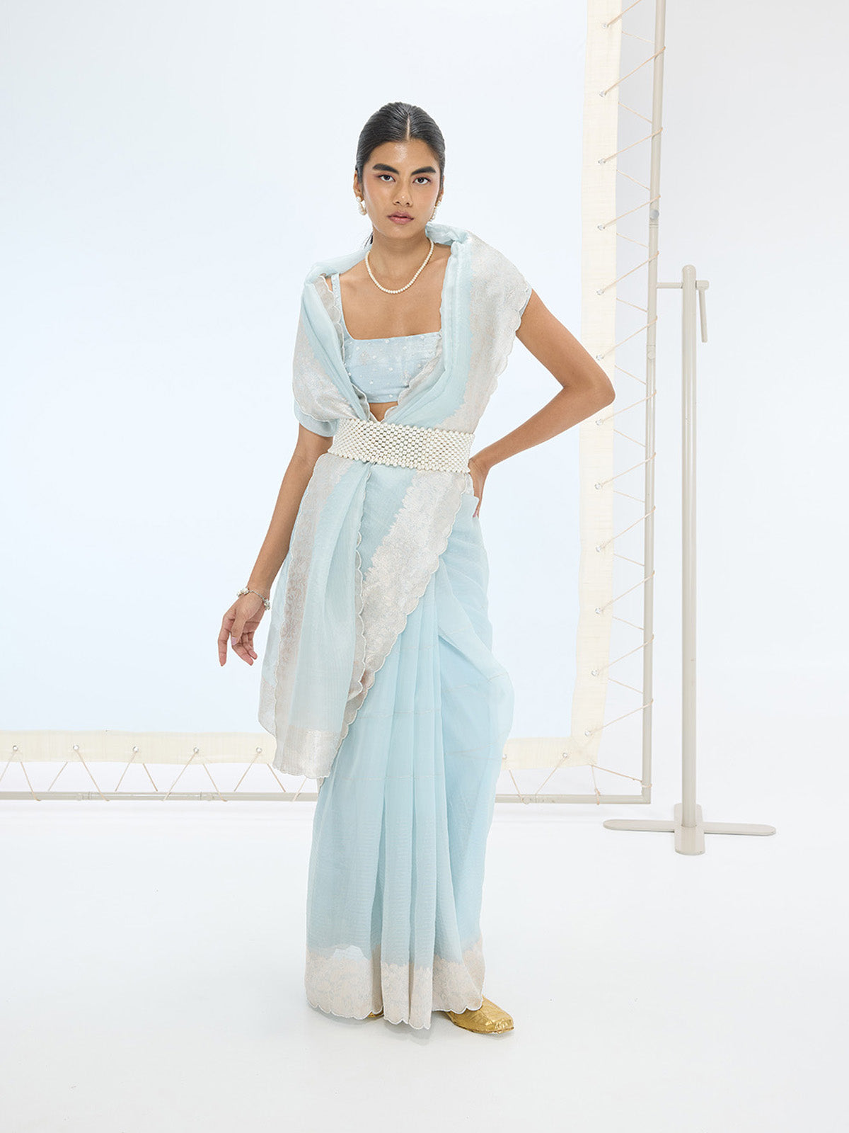 The Blake Saree in Ice Blue