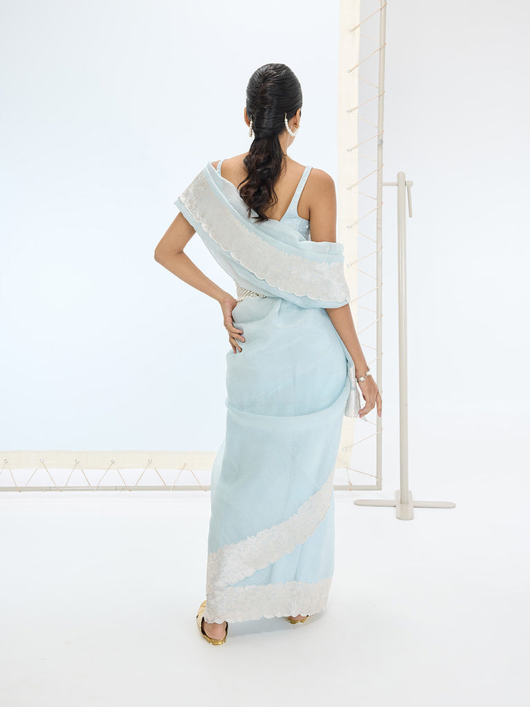 The Blake Saree in Ice Blue