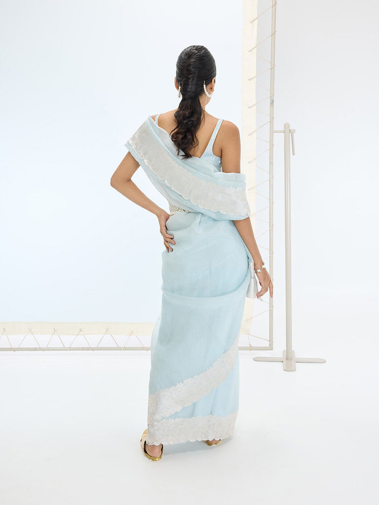 The Blake Saree in Ice Blue