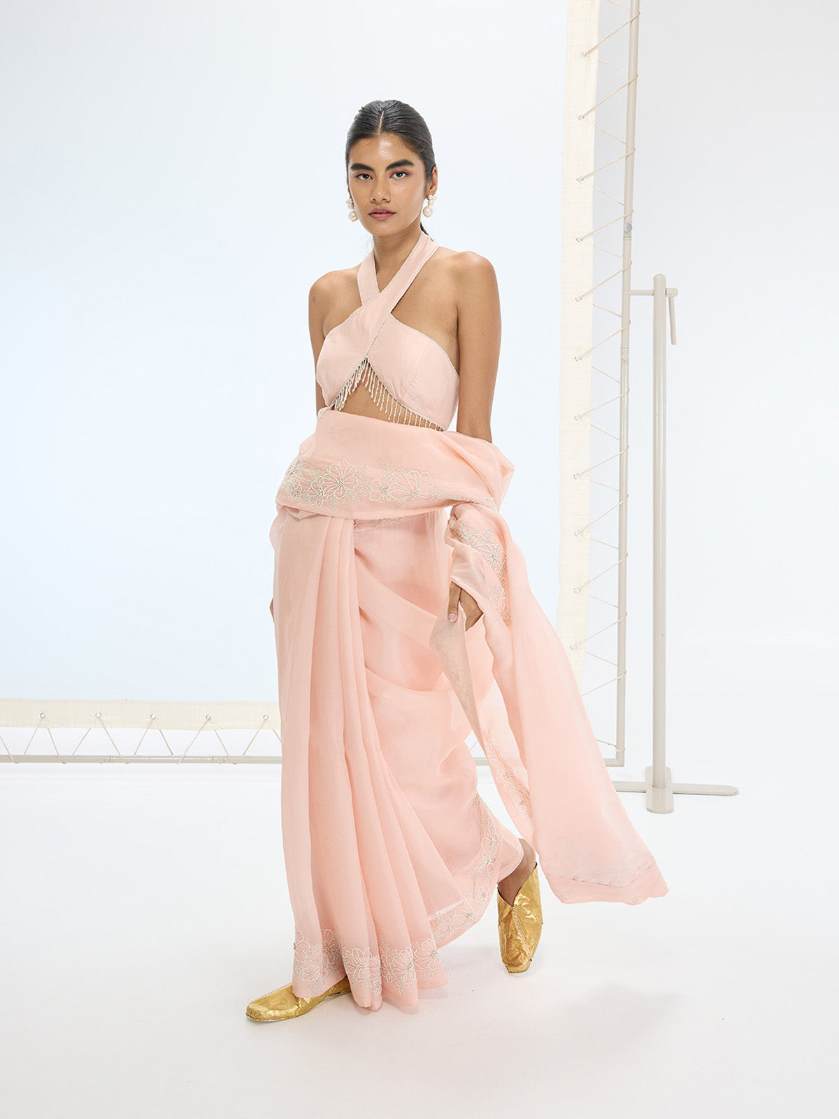 The Luna Saree In Peach