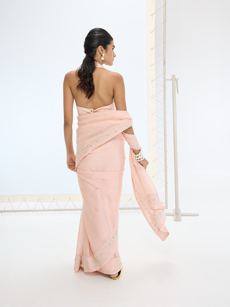 The Luna Saree In Peach