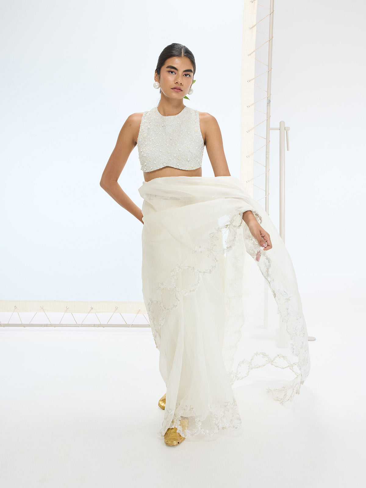 The Luna Saree In Off-white