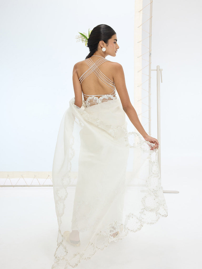 The Luna Saree In Off-white