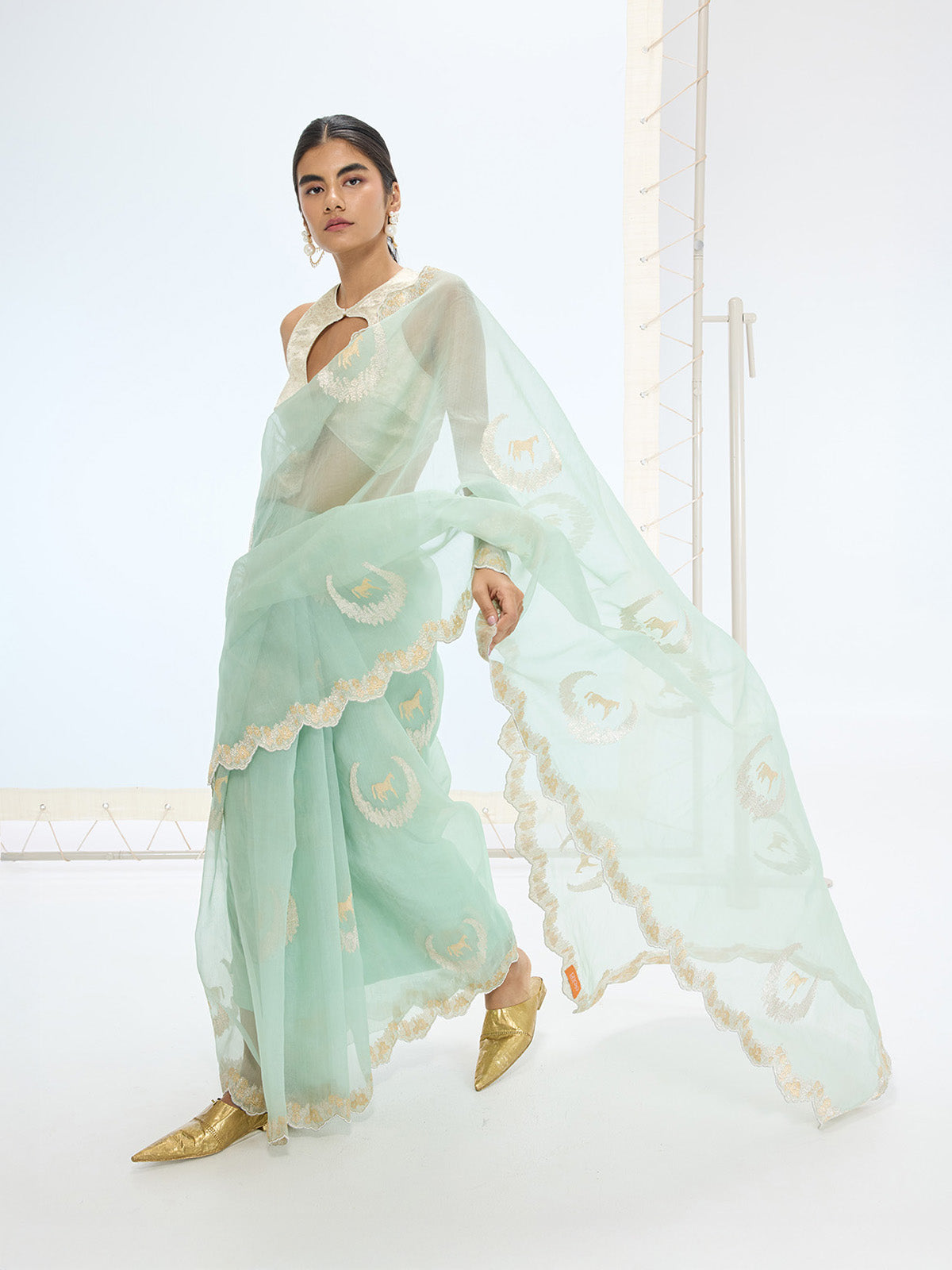 The Nora Saree In Mint Green
