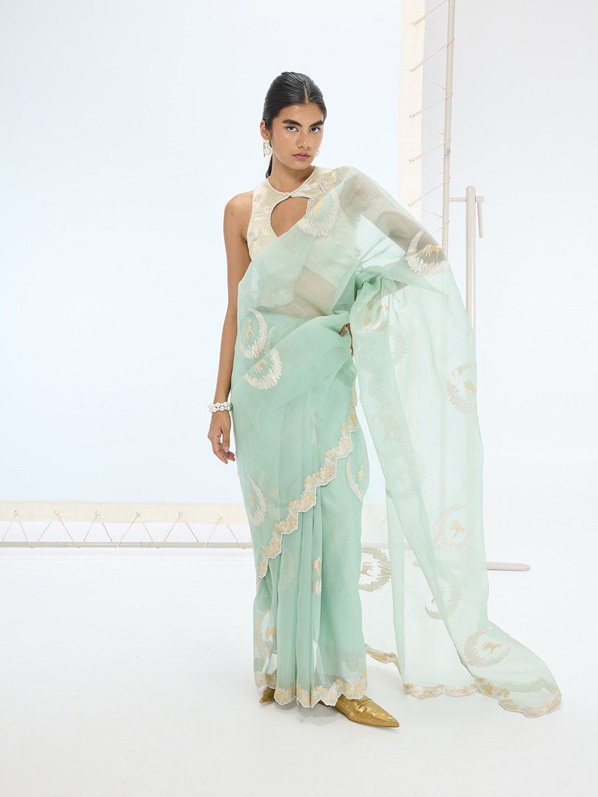 The Nora Saree In Mint Green