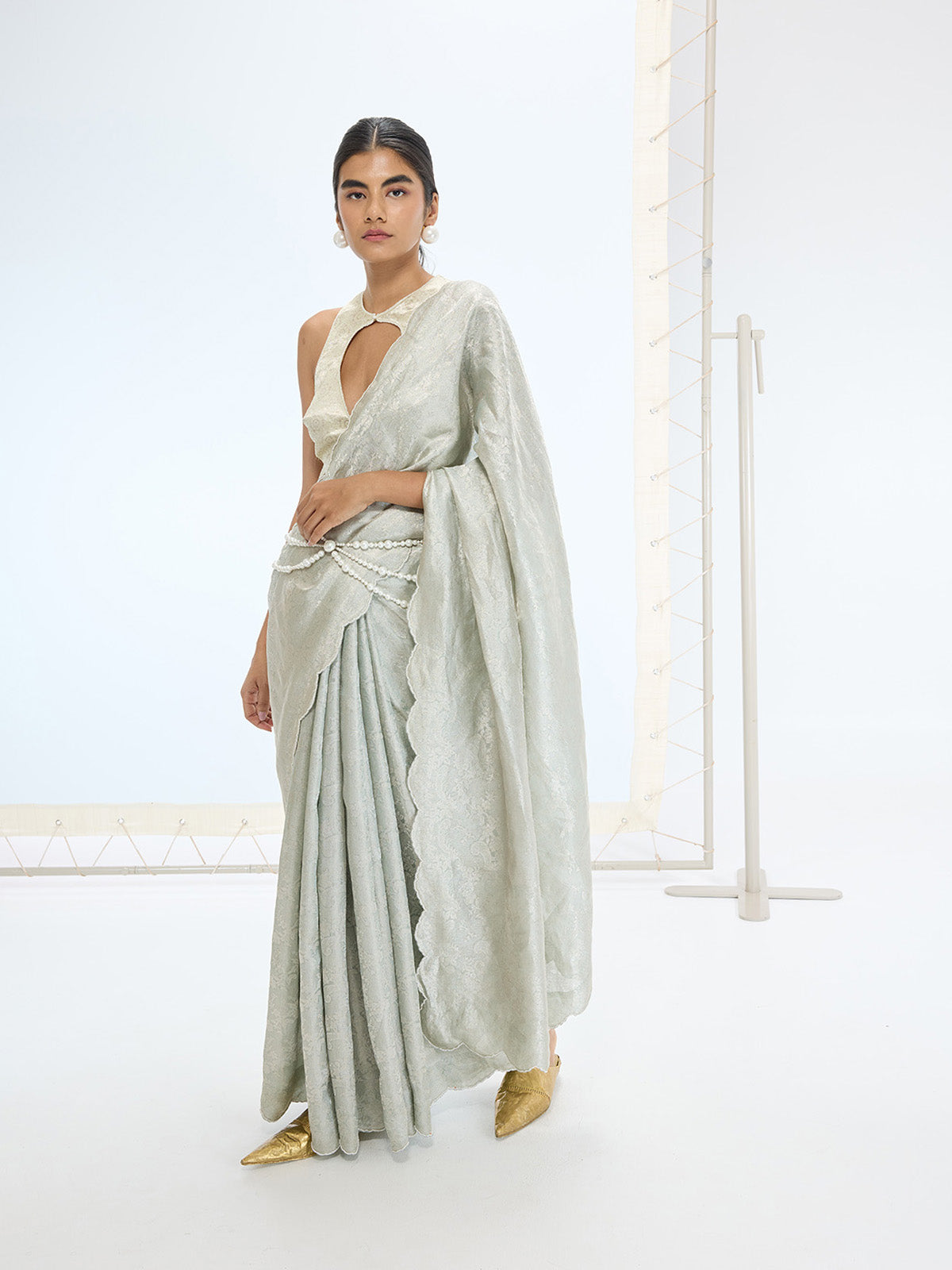 The Jenna Saree In Aqua Green