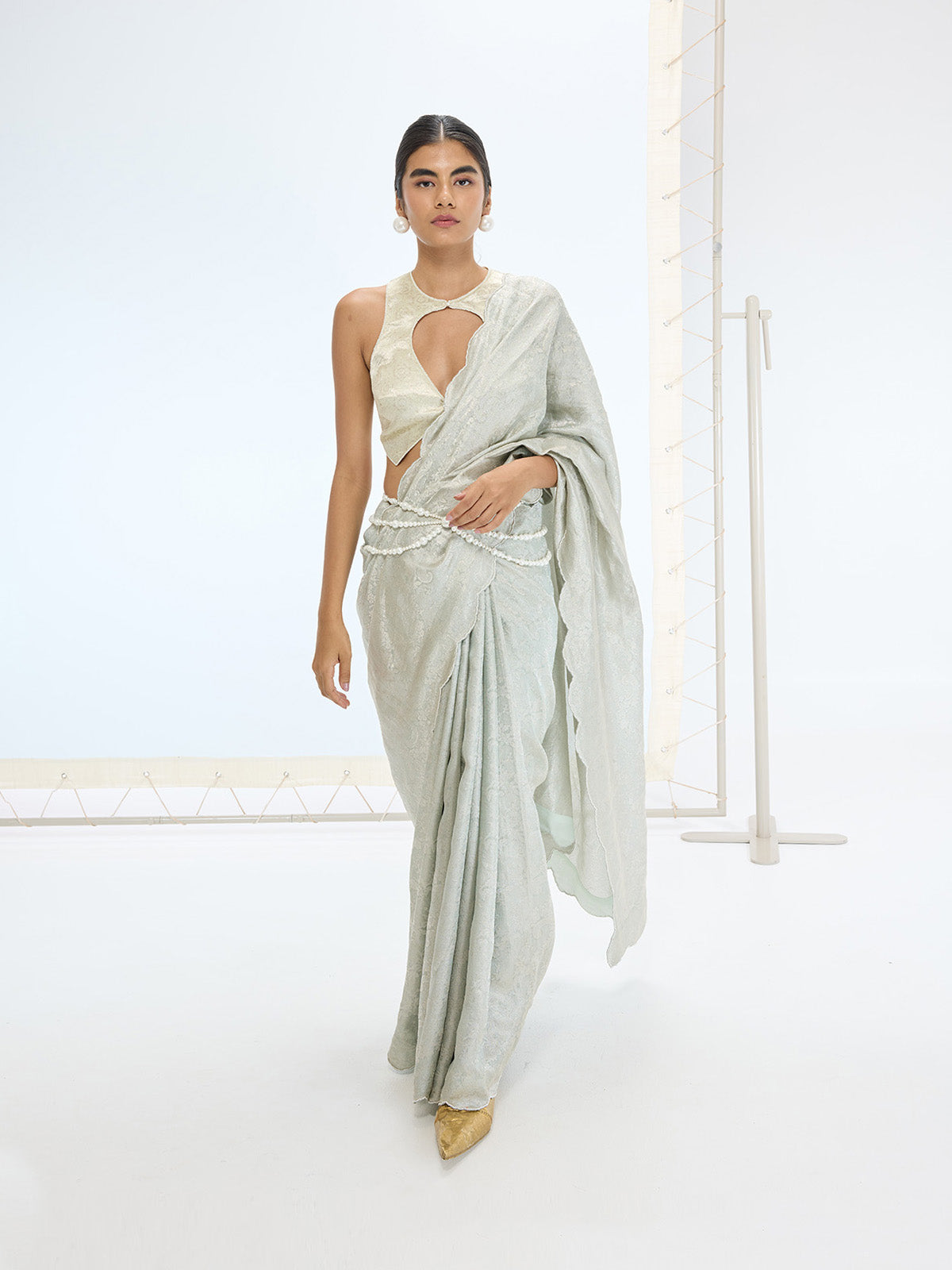 The Jenna Saree In Aqua Green