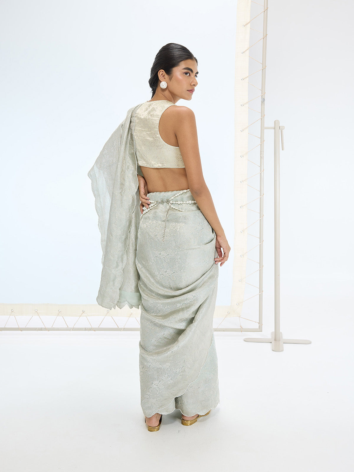The Jenna Saree In Aqua Green