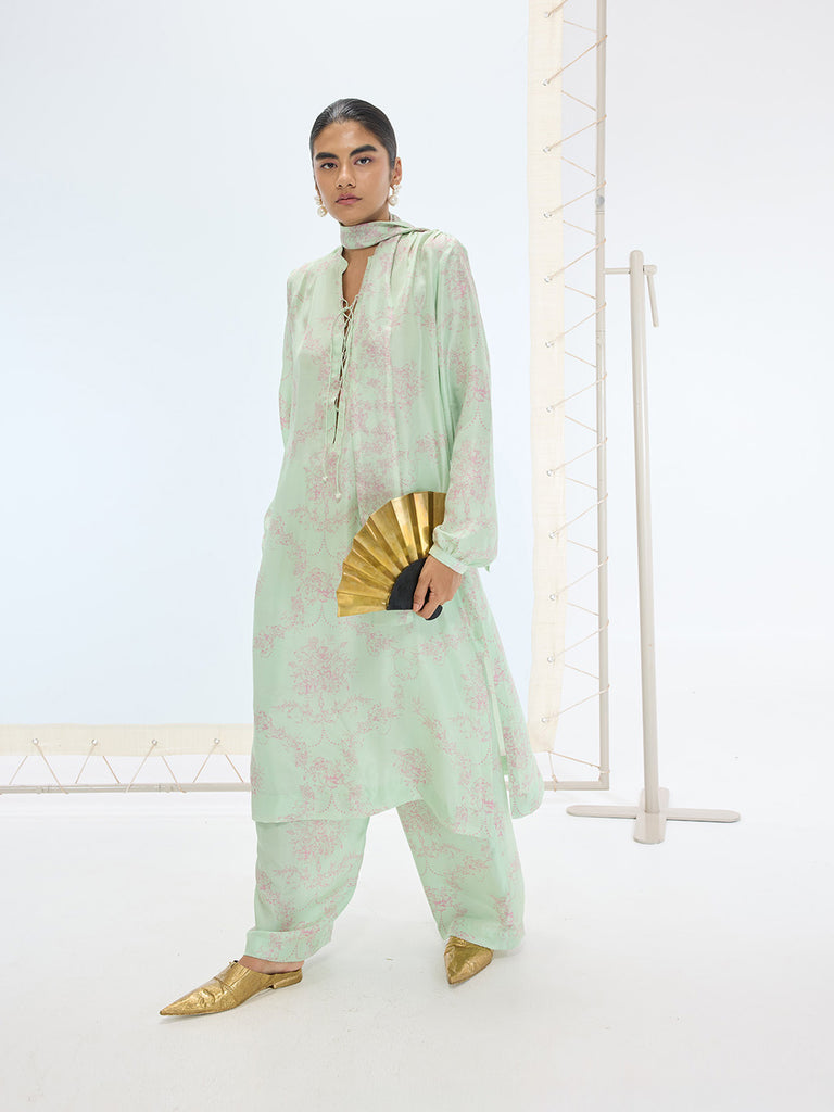 The Sophie Kurta Set In Sea Green