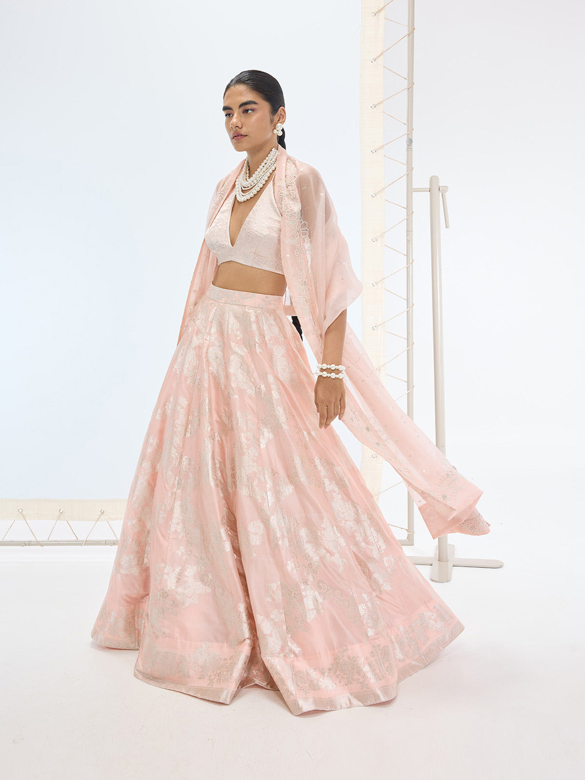 The Mia Lehenga Set In Peach