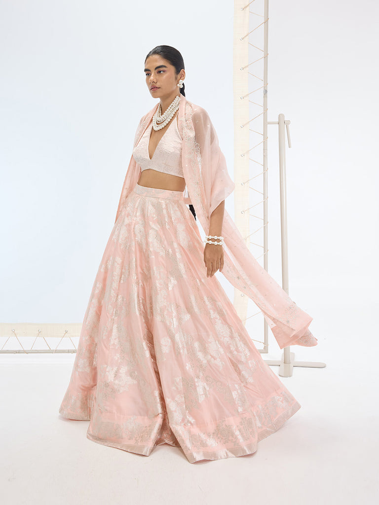 The Mia Lehenga Set In Peach