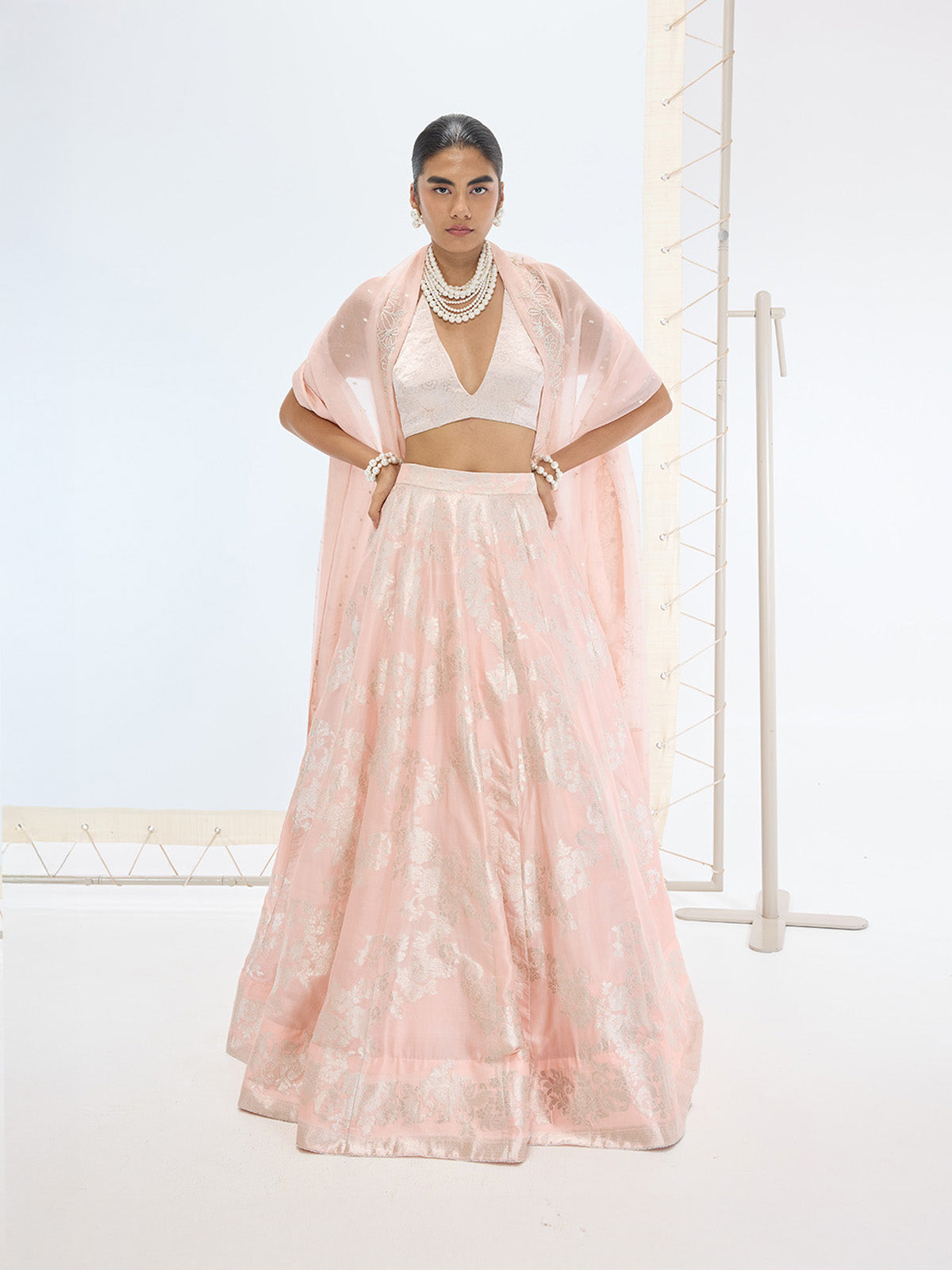 The Mia Lehenga Set In Peach