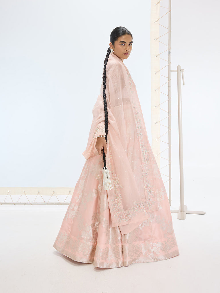 The Mia Lehenga Set In Peach