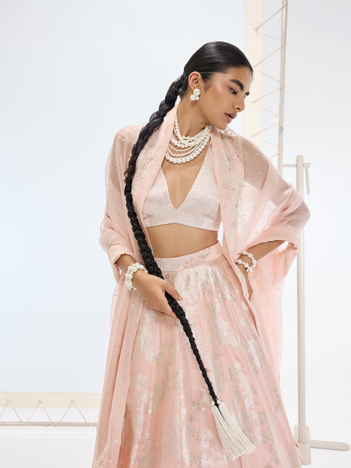 The Mia Lehenga Set In Peach