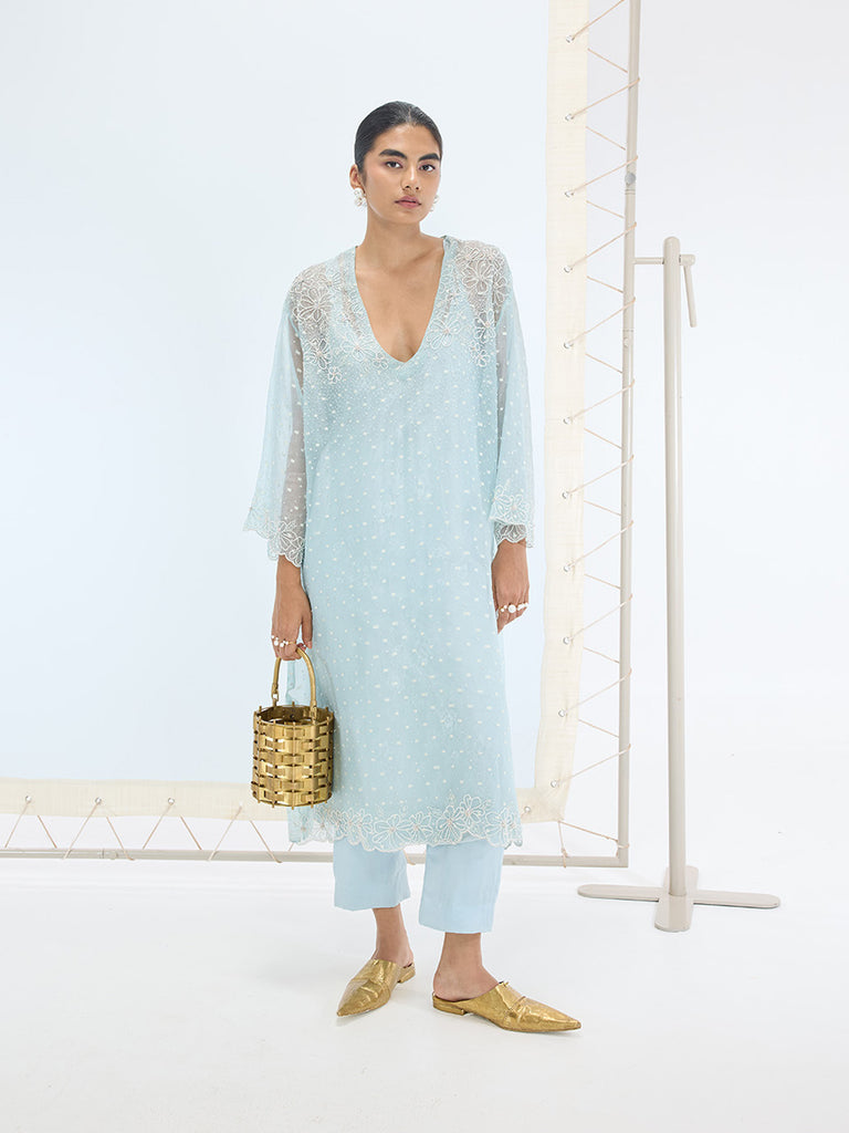 The Lily Kurta Set in Aqua Green