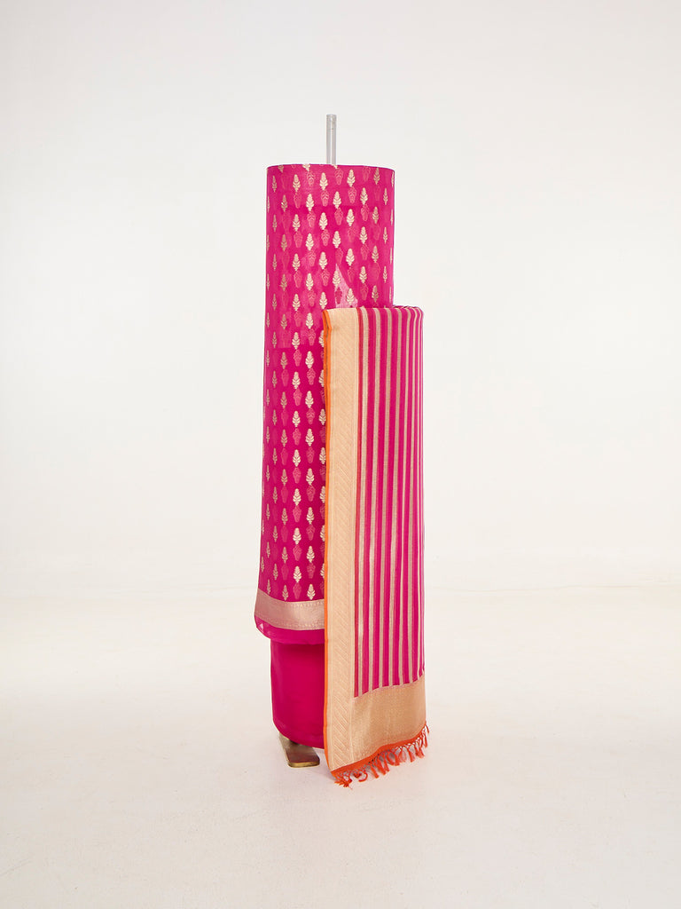 Handwoven Fuchsia Pink Banarasi Suit Set