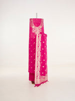 Handwoven Deep Pink Banarasi Suit Set