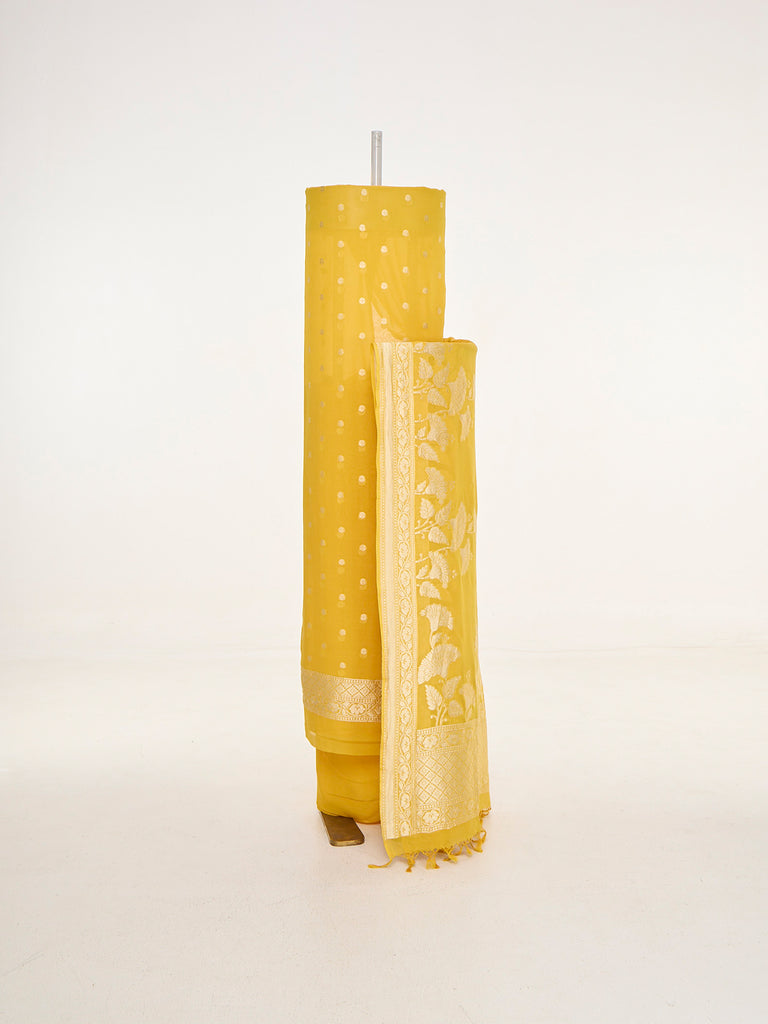 Handwoven Yellow Banarasi Suit Set