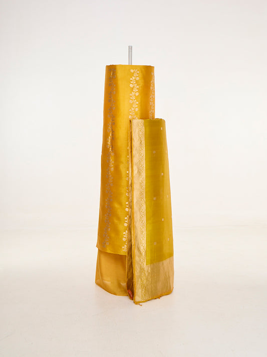 Handwoven Mustard Yellow Banarasi Suit Set