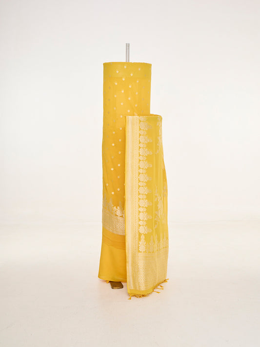 Handwoven Canary Yellow Banarasi Suit Set