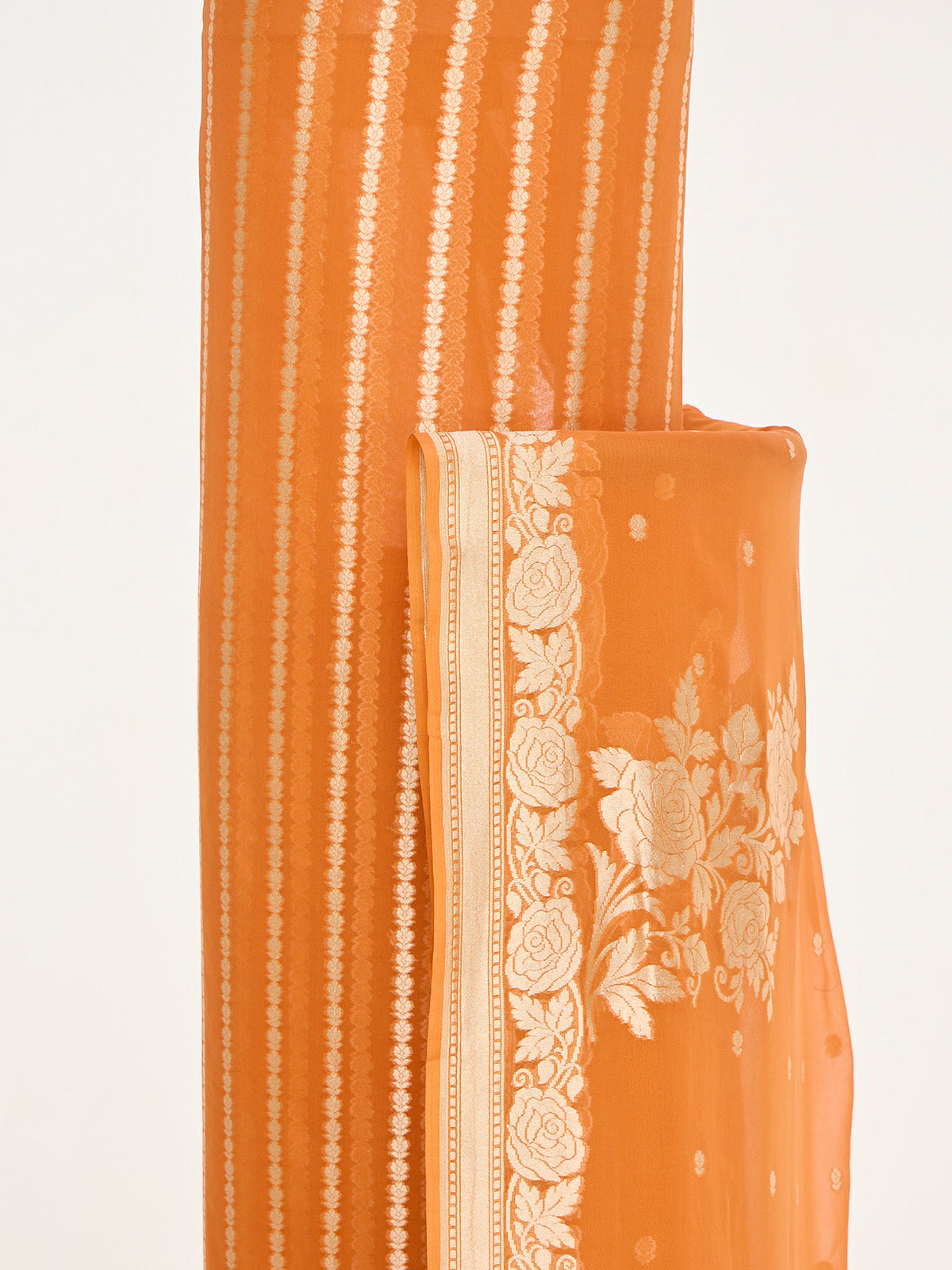 Handwoven Orange Banarasi Suit Set