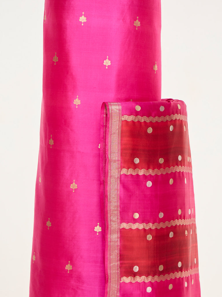 Handwoven Electric Pink Banarasi Suit Set