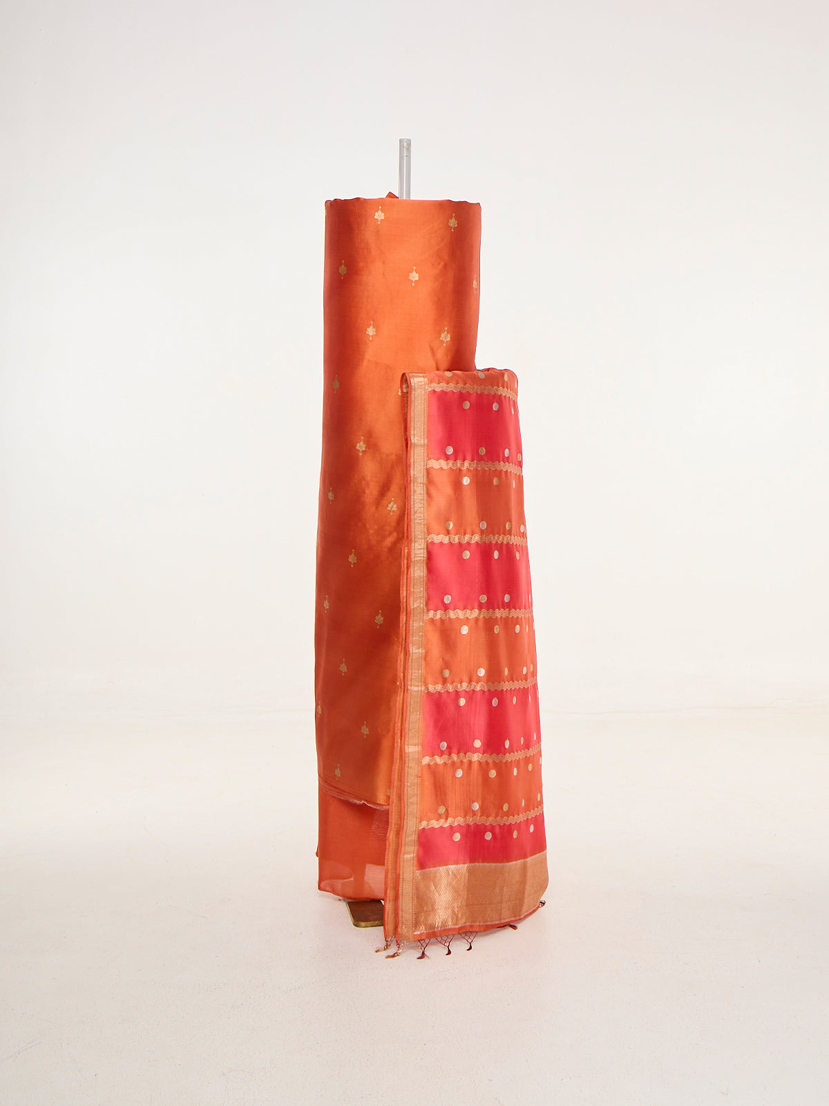 Handwoven Burnt Orange Banarasi Suit Set