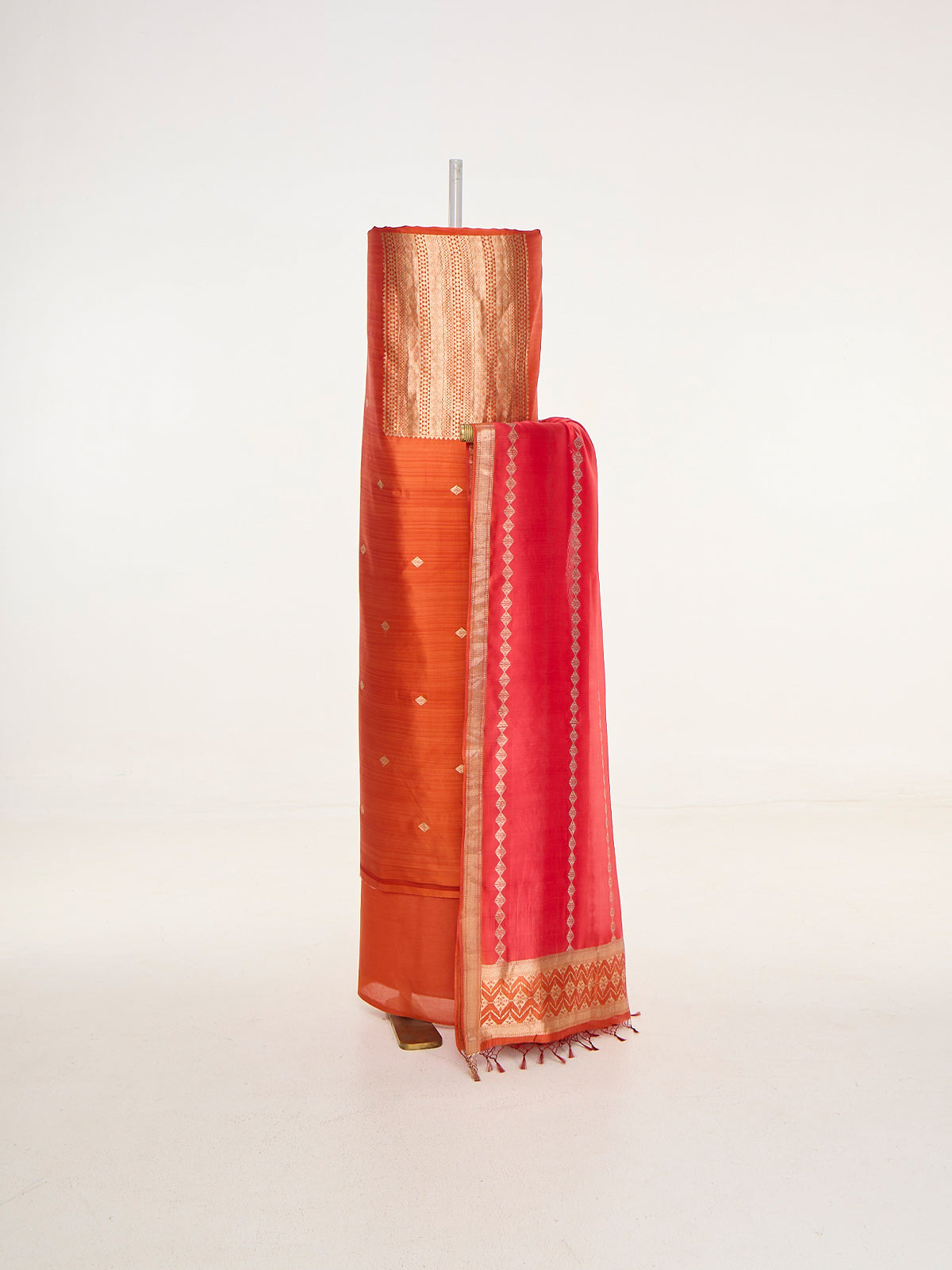 Handwoven Tangerine Banarasi Suit Set