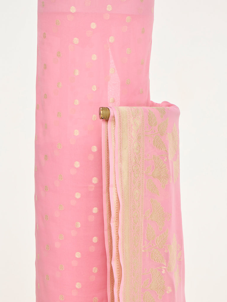 Handwoven Baby Pink Banarasi Suit Set