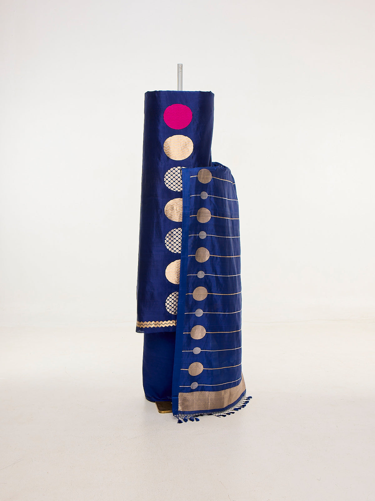 Handwoven Navy Blue Banarasi Suit Set