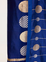 Handwoven Navy Blue Banarasi Suit Set