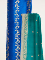 Handwoven Blue & Green Banarasi Suit Set