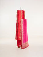 Handwoven Pink & Red Banarasi Suit Set