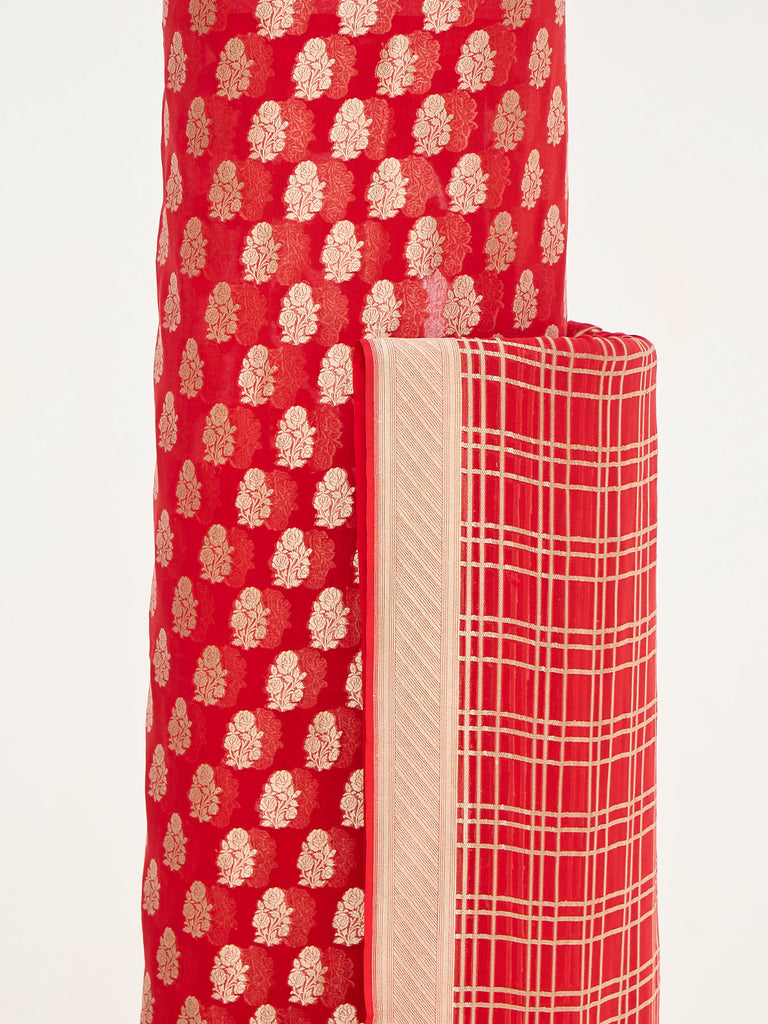 Handwoven Red Banarasi Suit Set