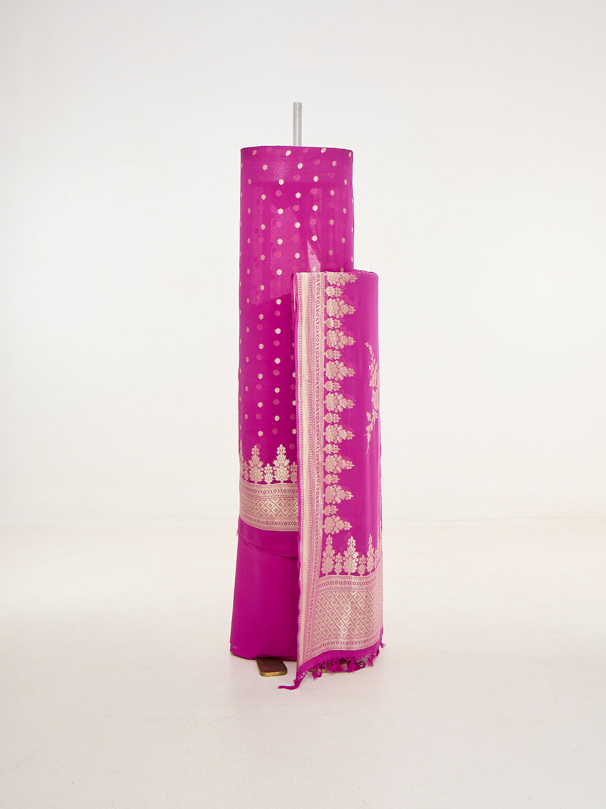 Handwoven Hot Pink Banarasi Suit Set