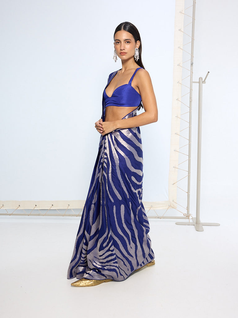 Handwoven Dark Blue Silk Saree