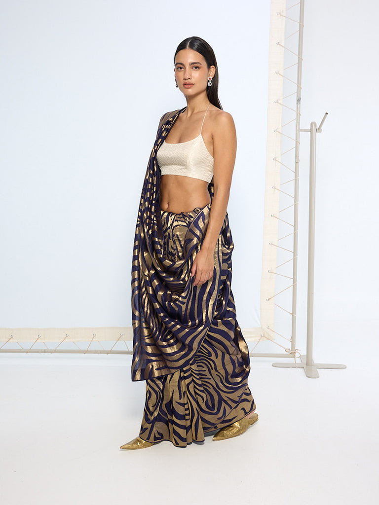 Handwoven Black & Gold Silk Saree