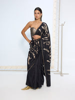 Handwoven Noir and Silver Silk Saree