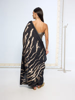 Handwoven Noir and Silver Silk Saree