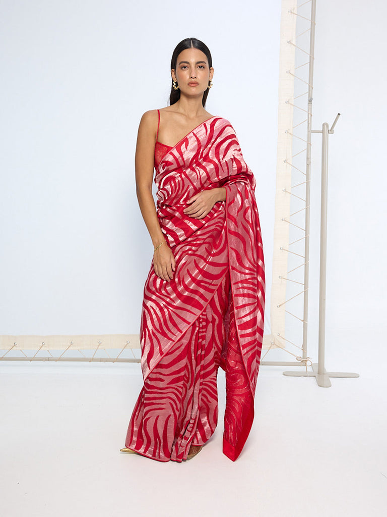 Handwoven Scarlet Silk Saree