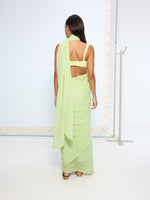 Lime Green Polka Dotted Saree