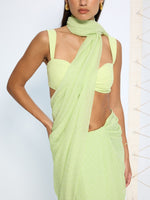 Lime Green Polka Dotted Saree