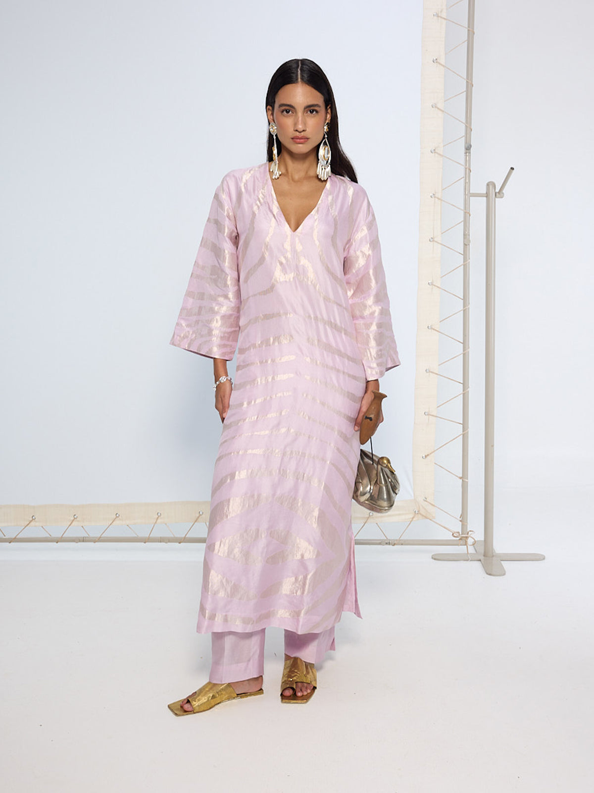 Handwoven Lavender Silk Kurta Set