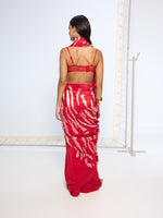 Handwoven Red Rose Gold Zari Saree