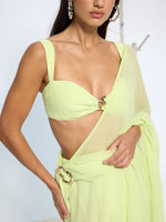 Lime Green Brooch Saree